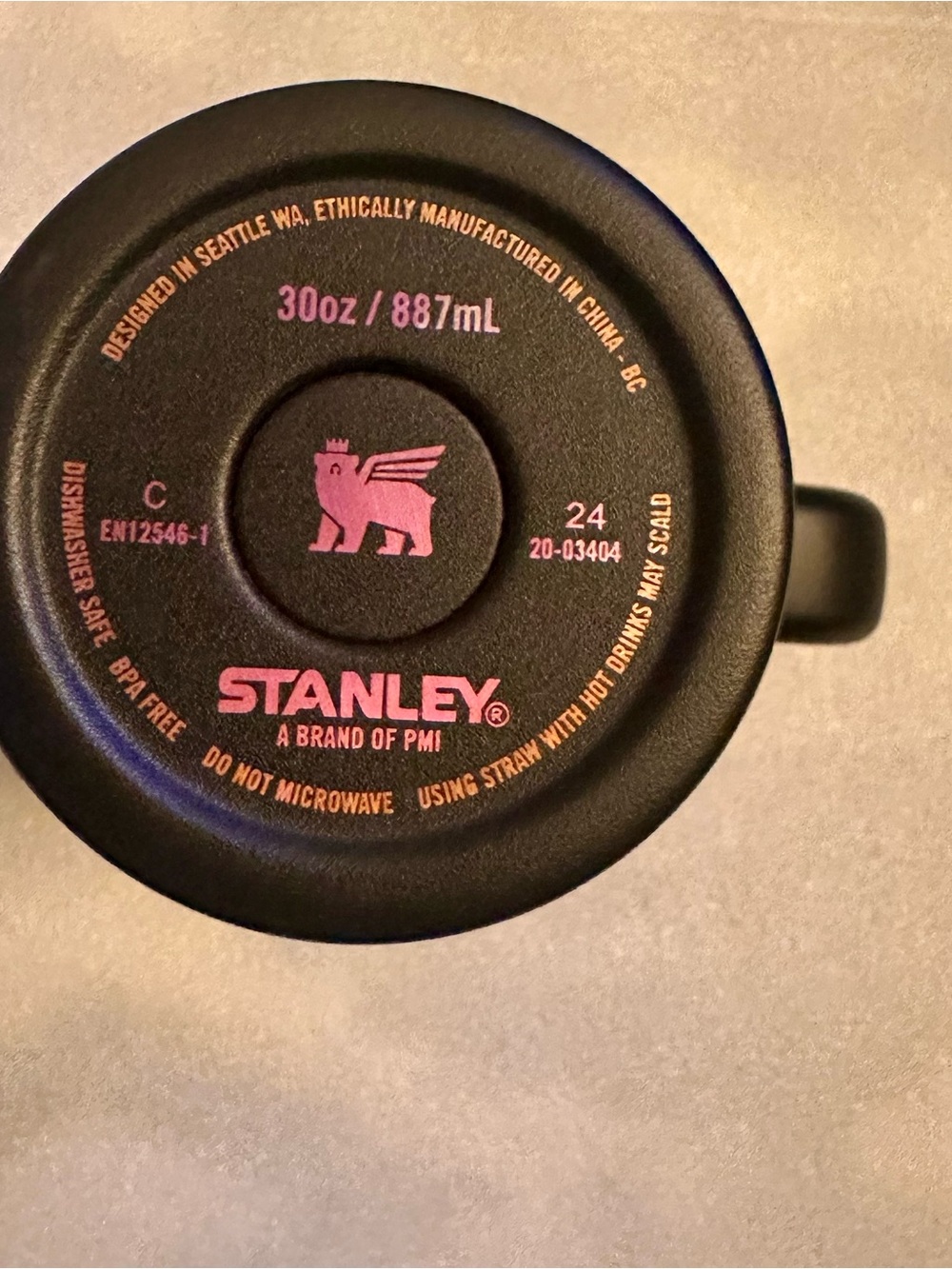 Stanley Black Tumbler with Iridescent Blue-Purple Trim - Picture 7 of 8